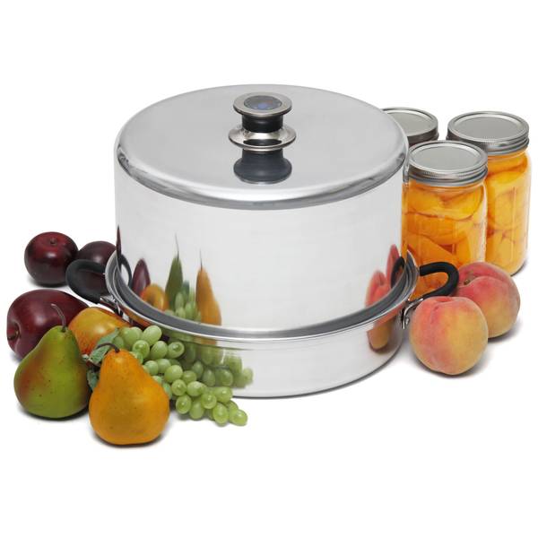 Roots & Branches 7 Qt Steam Canner With Temperature Indicator with Flat Bottle Rack