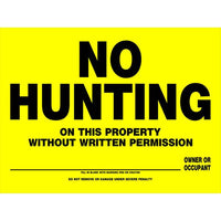 Hillman 12"x16" Yellow No Hunting Sign