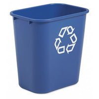 7 gal Rectangular Plastic Desk Recycling Container, Blue