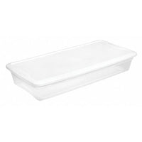 Storage Tote, Clear/White, Polypropylene, 34 7/8 in L, 16 5/8 in W, 6 1/8 in H