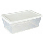 Storage Tote, Clear/White, Polypropylene, 13 5/8 in L, 8 1/4 in W, 4 7/8 in H