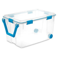 Storage Tote, Clear, Polypropylene, 30 1/4 in L, 19 5/8 in W, 16 3/4 in H, 30 gal Volume Capacity
